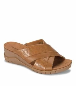 Promo 🔥 Baretraps Carmiela Wedge Slide 🩴 Sandal (BT28957) Light Almond Lizard ⌛