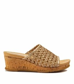 Cheapest 😀 Baretraps Flossey Wedge Slide 🩴 Sandal (BT26520) Soft Gold 🛒 -Cheap Sandals Store baretraps flossey wedge slide sandal bt26520 93932.1669062316