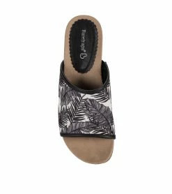 Deals ⌛ Baretraps Flossey Wedge Slide 🩴 Sandal (BT27959) Black/white Palm Canvas 🎁 -Cheap Sandals Store baretraps flossey wedge slide sandal bt27959 39094.1667332676
