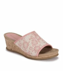 Discount ✔️ Baretraps Flossey Wedge Slide 🩴 Sandal (BT27970) Natural/Coral Flower 😀