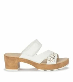 Promo ❤️ Baretraps Gigi Block Heel Slide 🩴 Sandal (BT29188) White 💯 -Cheap Sandals Store baretraps gigi block heel slide sandal bt29188 27294.1671653595