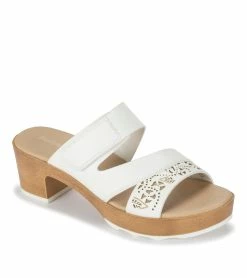 Promo ❤️ Baretraps Gigi Block Heel Slide 🩴 Sandal (BT29188) White 💯