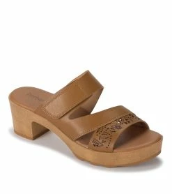 Hot Sale β€οΈ Baretraps Gigi Block Heel Slide π©΄ Sandal (BT29189) Caramel π§¨